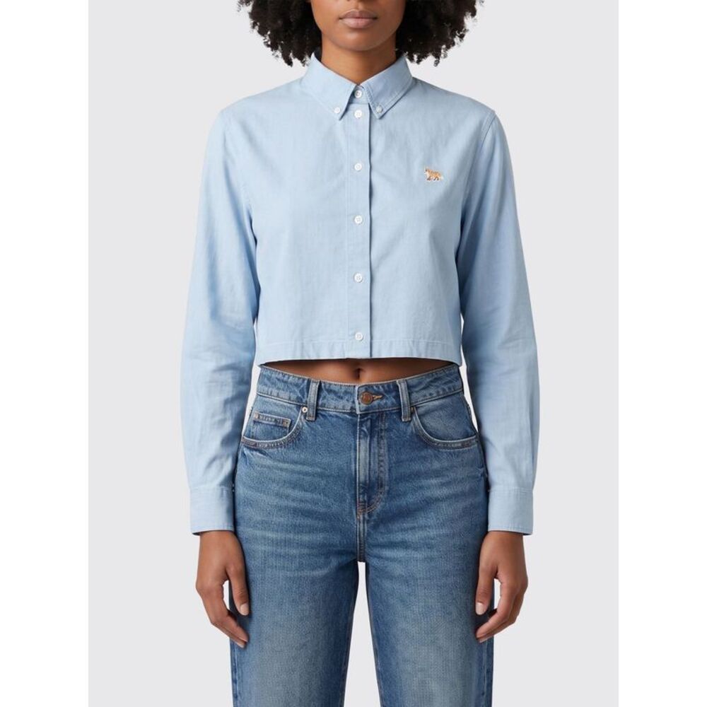 Maison Kitsune Women Cropped Cotton Poplin Shirt Maison Kitsune